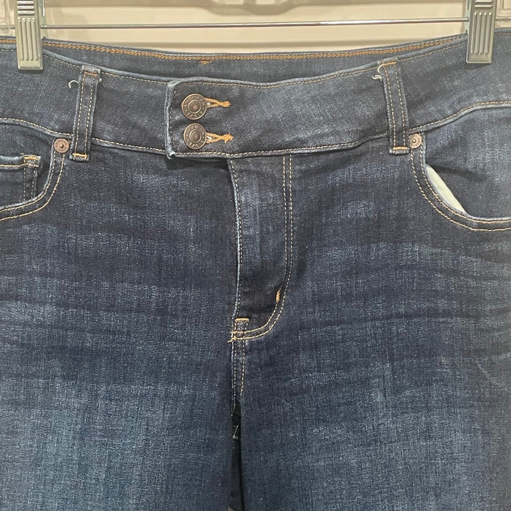 American Eagle Kick Boot Jeans Women Dark Wash Next Level Stretch Size 16 35x30 - Picture 2 of 11